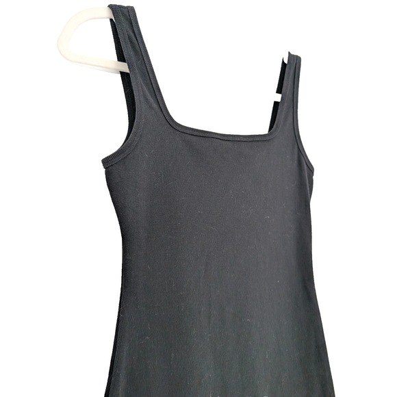 Hollister Womens 90s Ribbed Square Neck Mini Dress S Black Bodycon Soft Girl Y2K - Picture 4 of 12